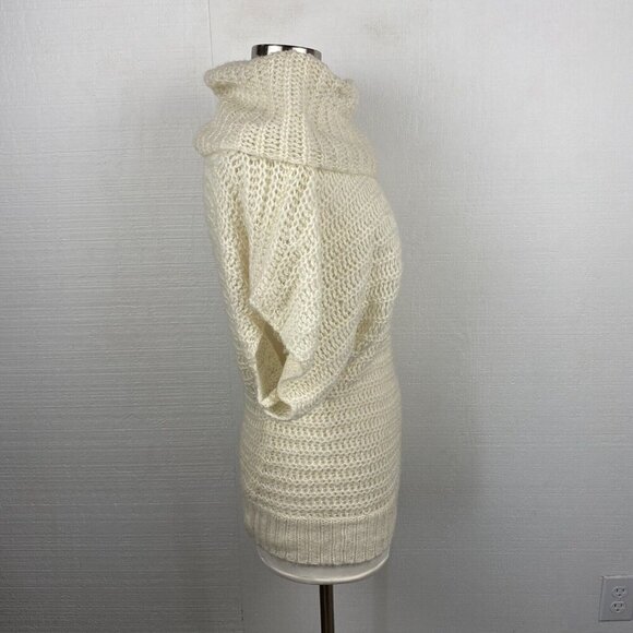 Free People Sweater S Womens Ivory Cowl Neck Batwing Short Sleeve Loose Knit - Picture 2 of 8